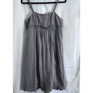Hazel Hazel Linen Blend Bubble Hem Spaghetti Strap Dress Lined Side Zip Beige Lg